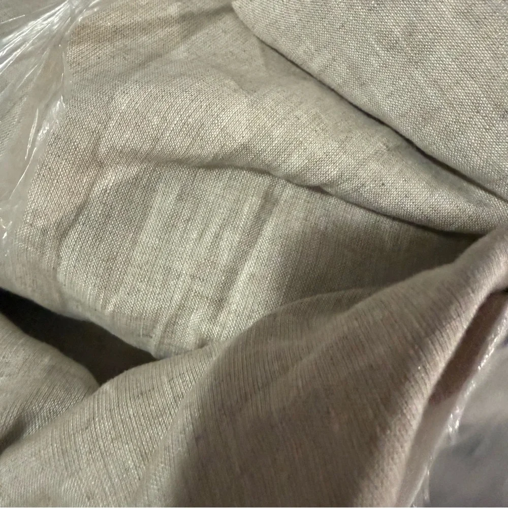 Quince European Linen Blackout Curtain Panel Flax Beige Size 96”x108”